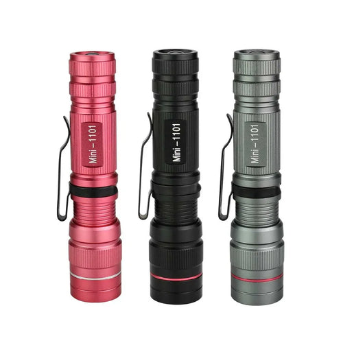 Led Flashlight Adjustable Q5 Lamp Torch 3 Modes Zoomable Waterproof Portable Mini Flash Light 3 Colors for Hiking Cycling